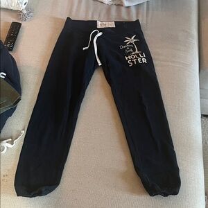 Hollister Navy Jogger Sweatpants with White Drawstring